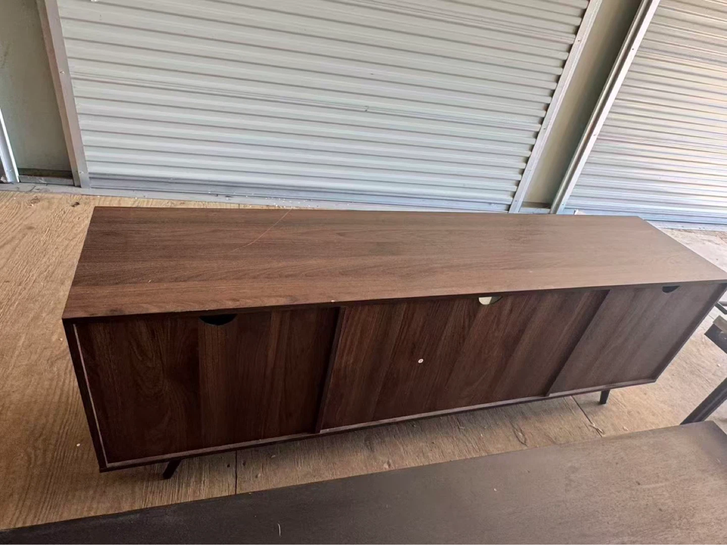 Dark Wood TV Stand with Cabinet Doors - photo 2