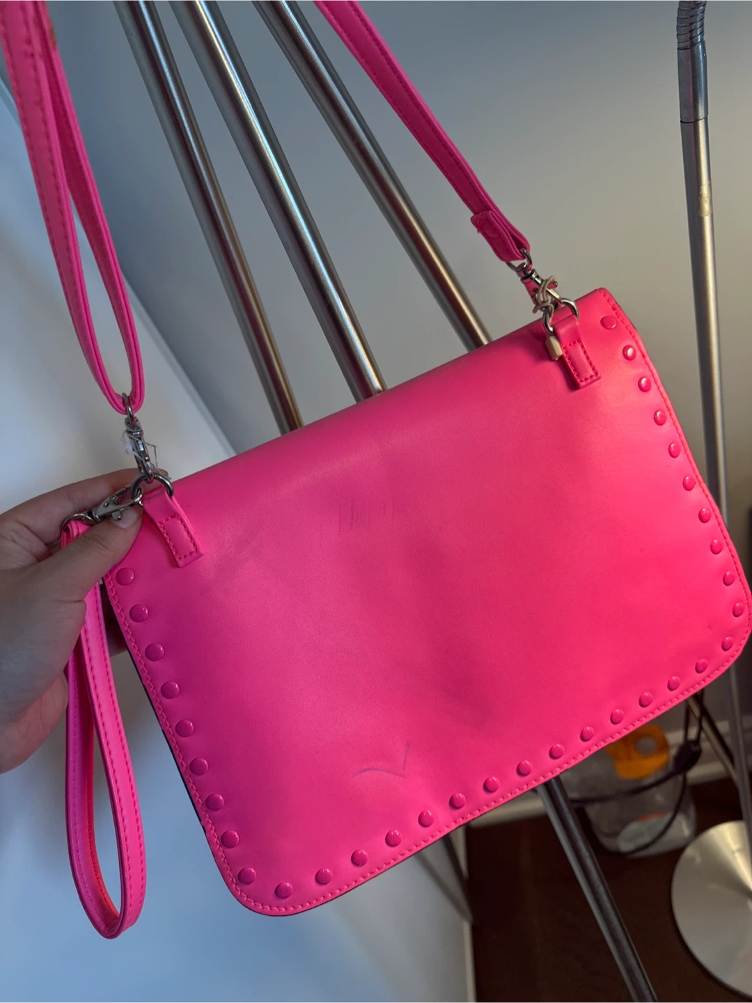 Pink Clutch/Crossbody Bag with Studs - photo 3