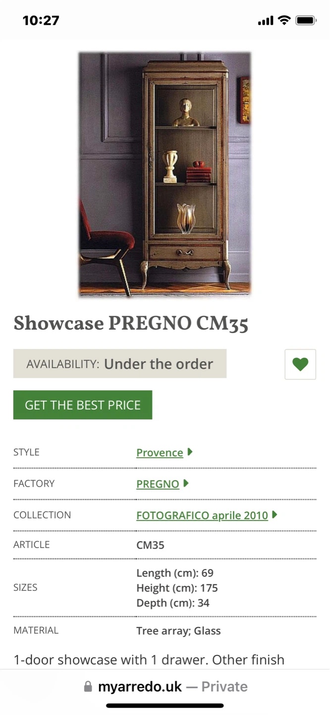 PREGNO CM35 Showcase Cabinet