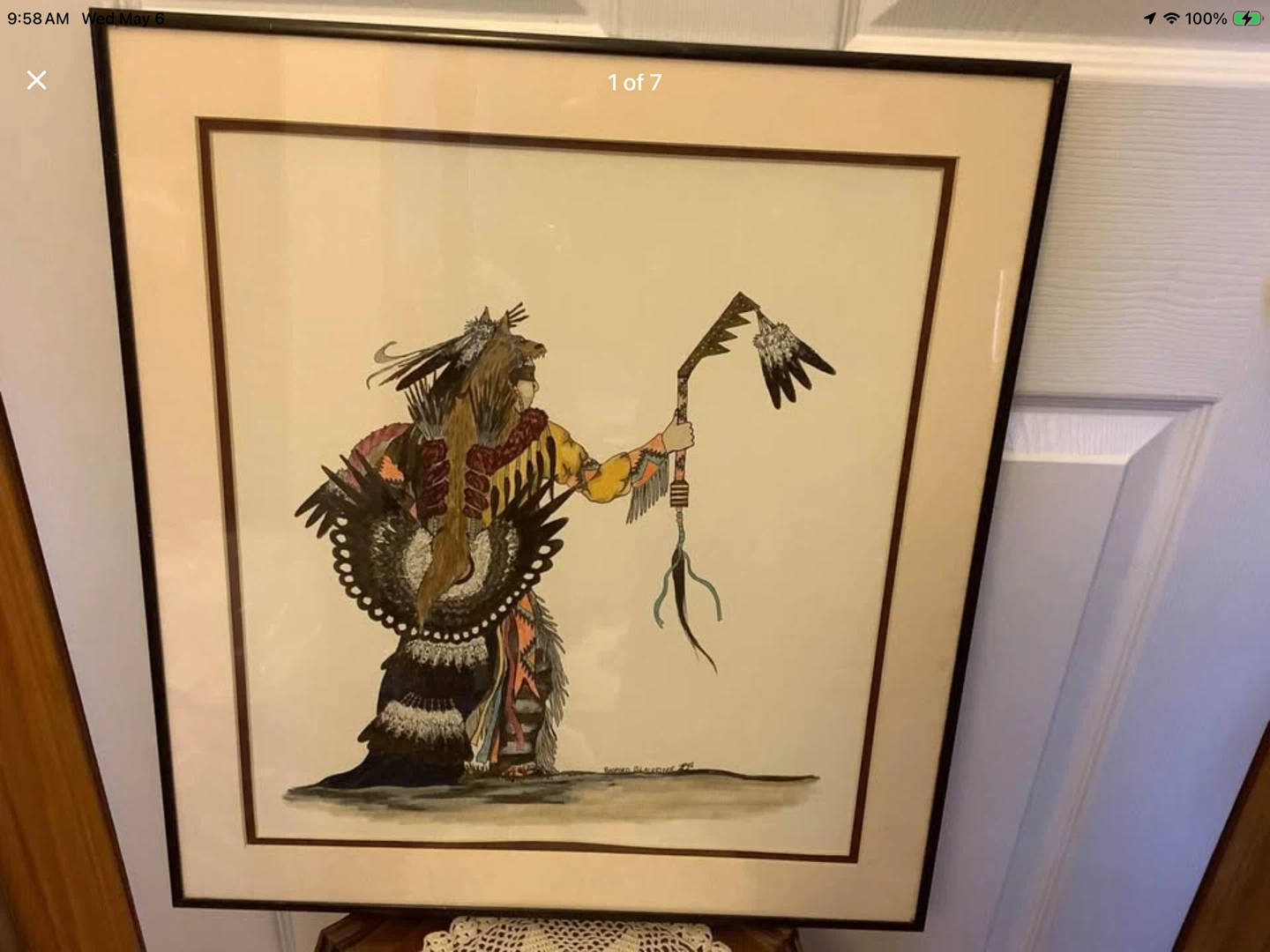 Vt Acrylic & Ink Ptg “Native Dancer” Artist Radford Blackrider 🐞