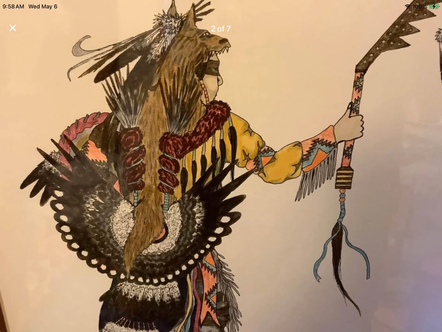 Vt Acrylic & Ink Ptg “Native Dancer” Artist Radford Blackrider 🐞 - photo 2