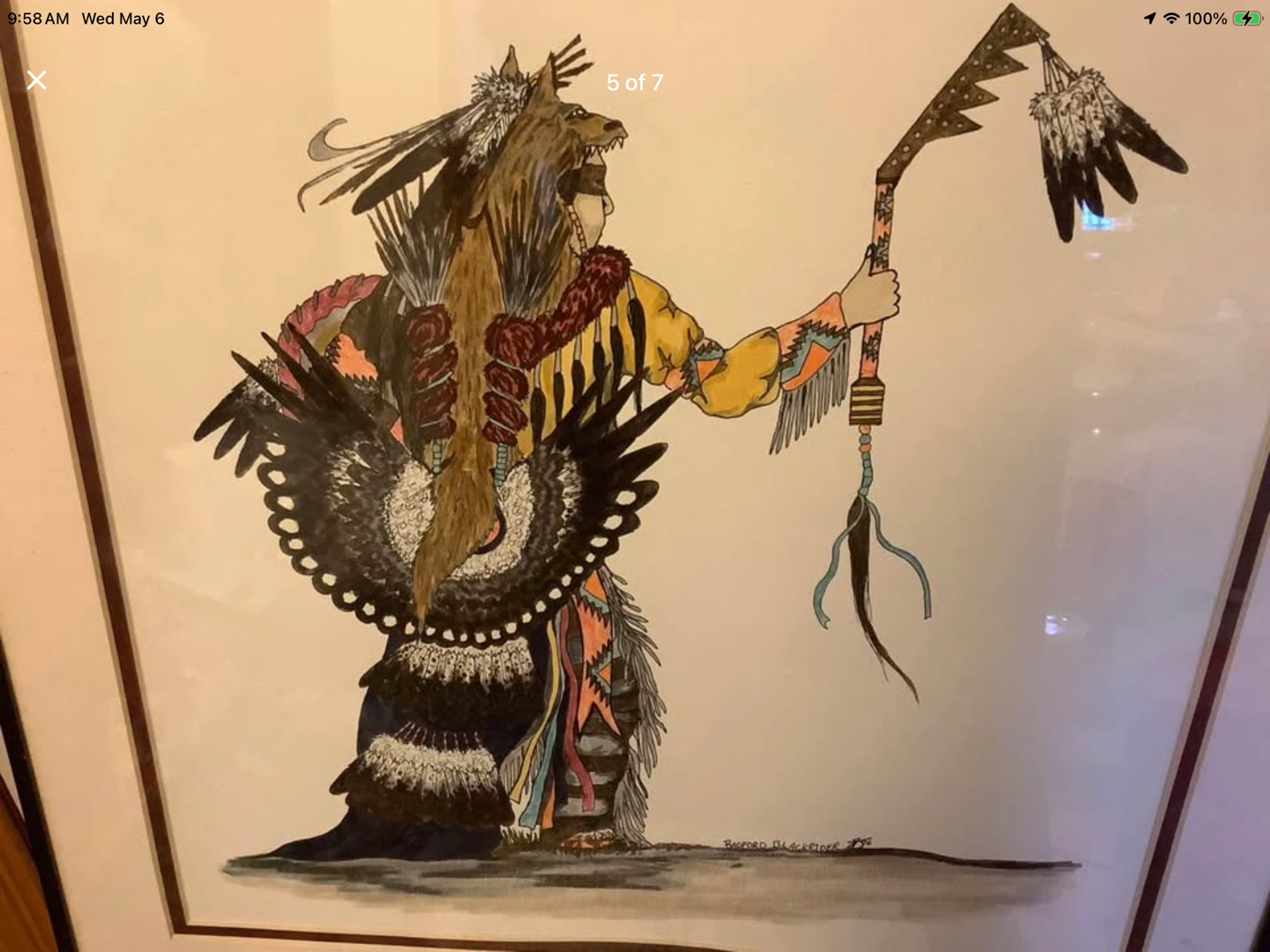 Vt Acrylic & Ink Ptg “Native Dancer” Artist Radford Blackrider 🐞 - photo 5