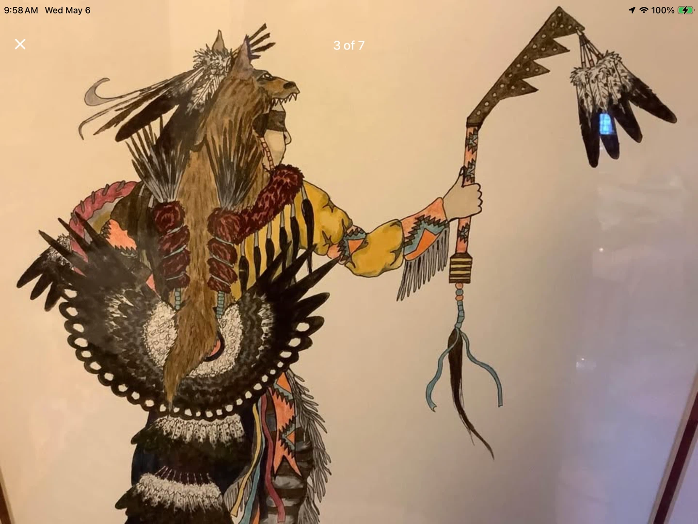 Vt Acrylic & Ink Ptg “Native Dancer” Artist Radford Blackrider 🐞 - photo 3