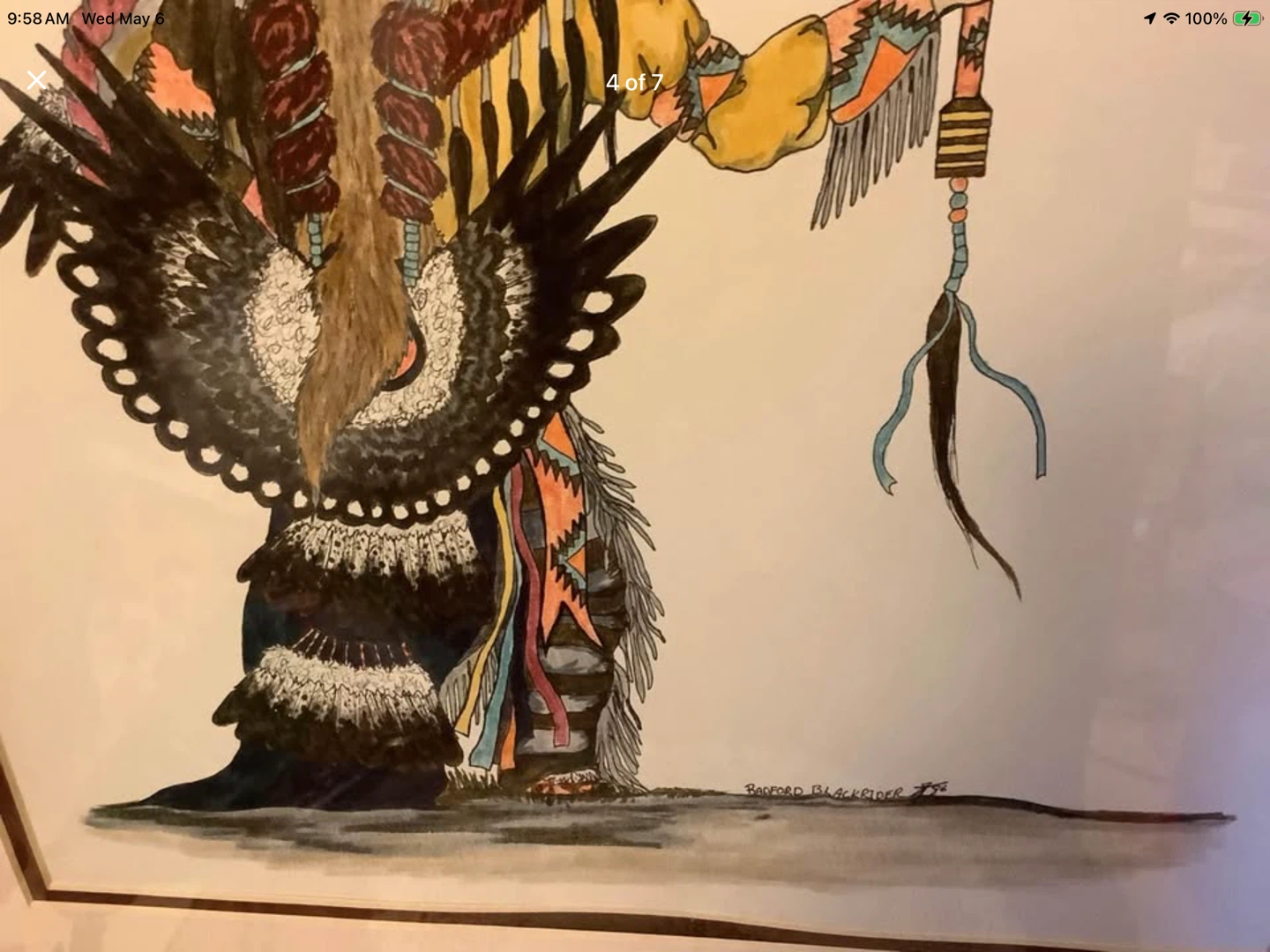 Vt Acrylic & Ink Ptg “Native Dancer” Artist Radford Blackrider 🐞 - photo 4