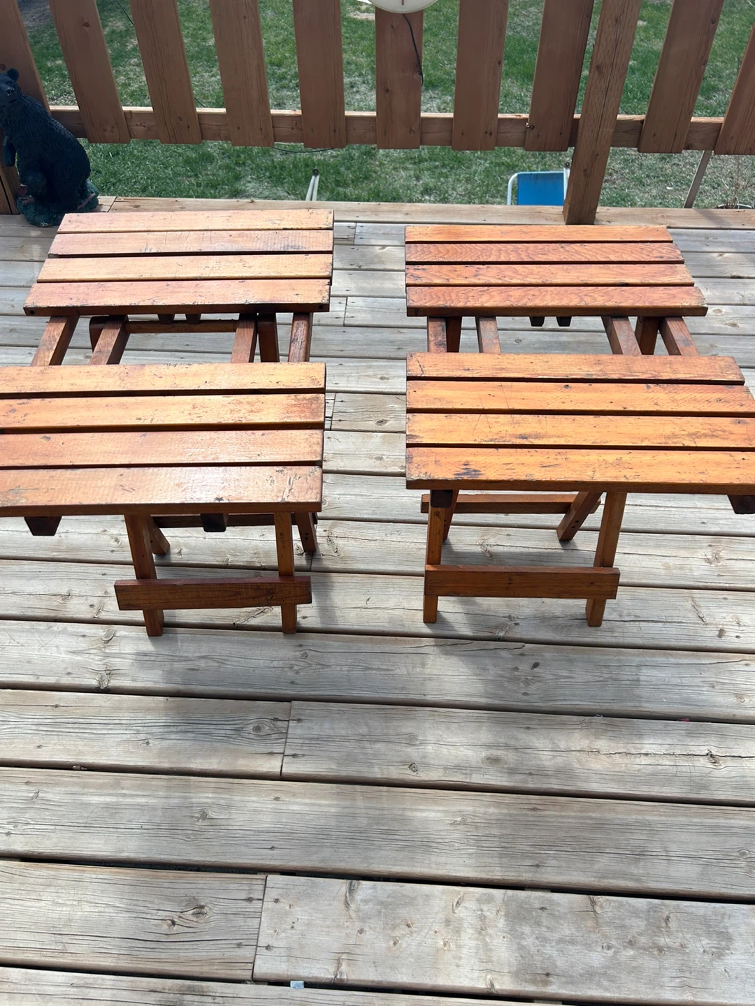 Set of 2 Wooden Folding Side Tables - photo 2