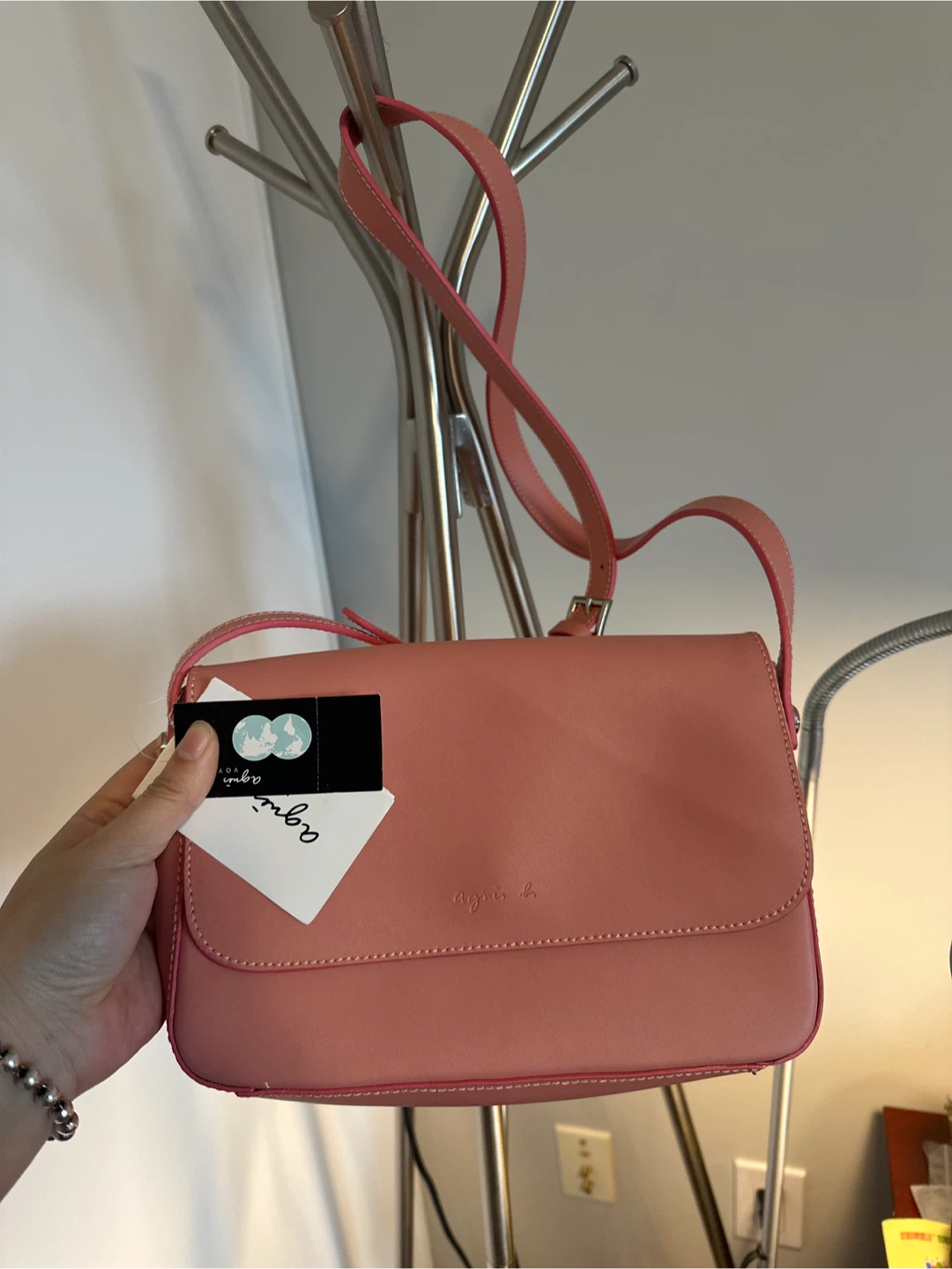 Agnès b. Pink Leather Shoulder Bag
