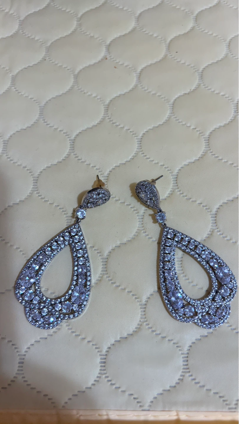 Teardrop Dangle Earrings with Rhinestones