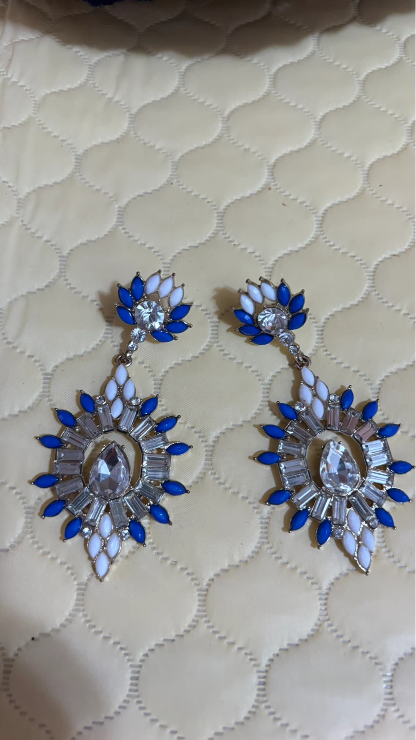 Blue and White Statement Earrings - photo 3
