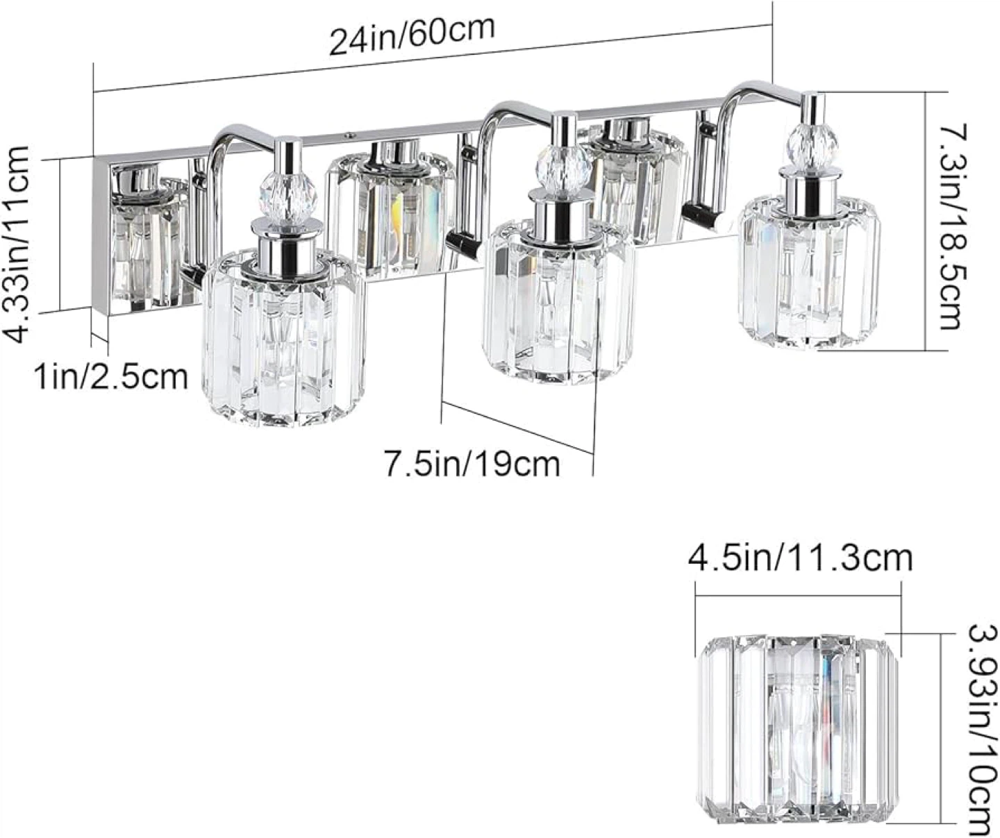 Ralbay Lighting 3-Light Crystal Vanity Light Fixture - photo 3