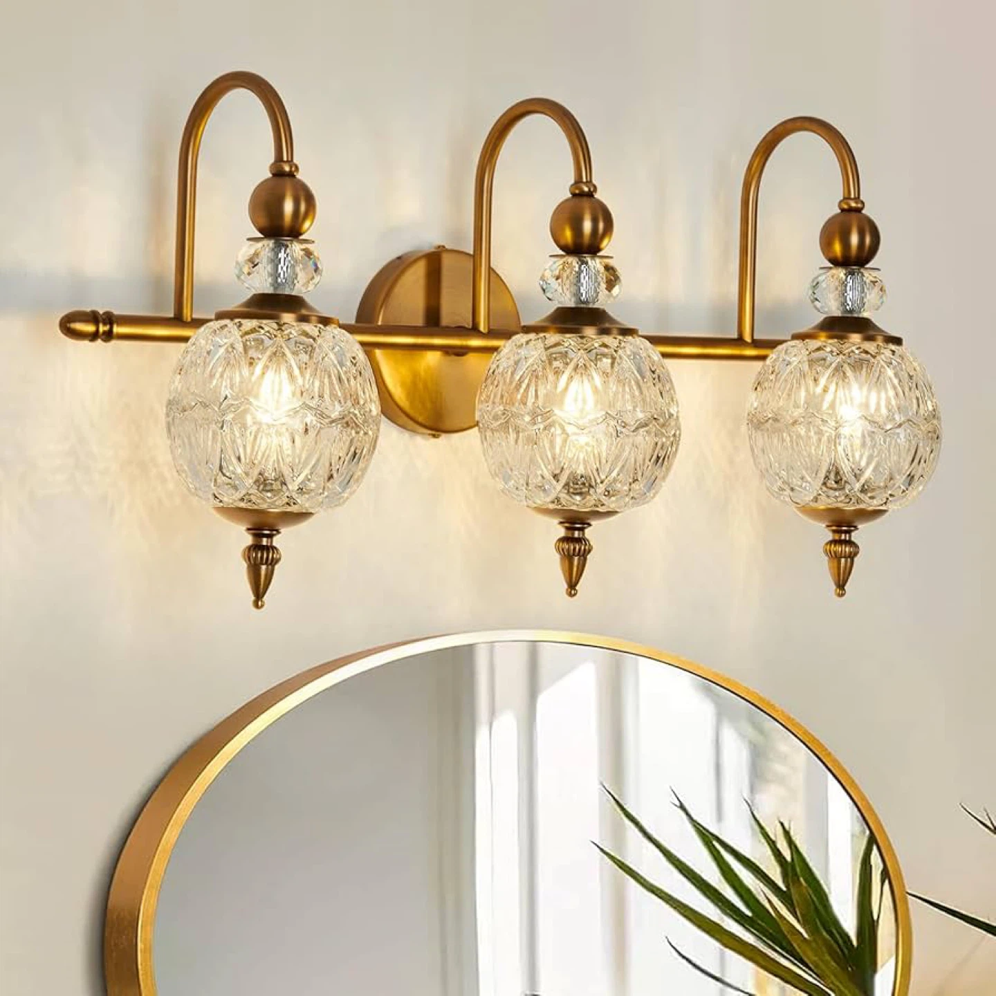 Piepooye 3-Light Vanity Light Fixture with Crystal Glass Shades