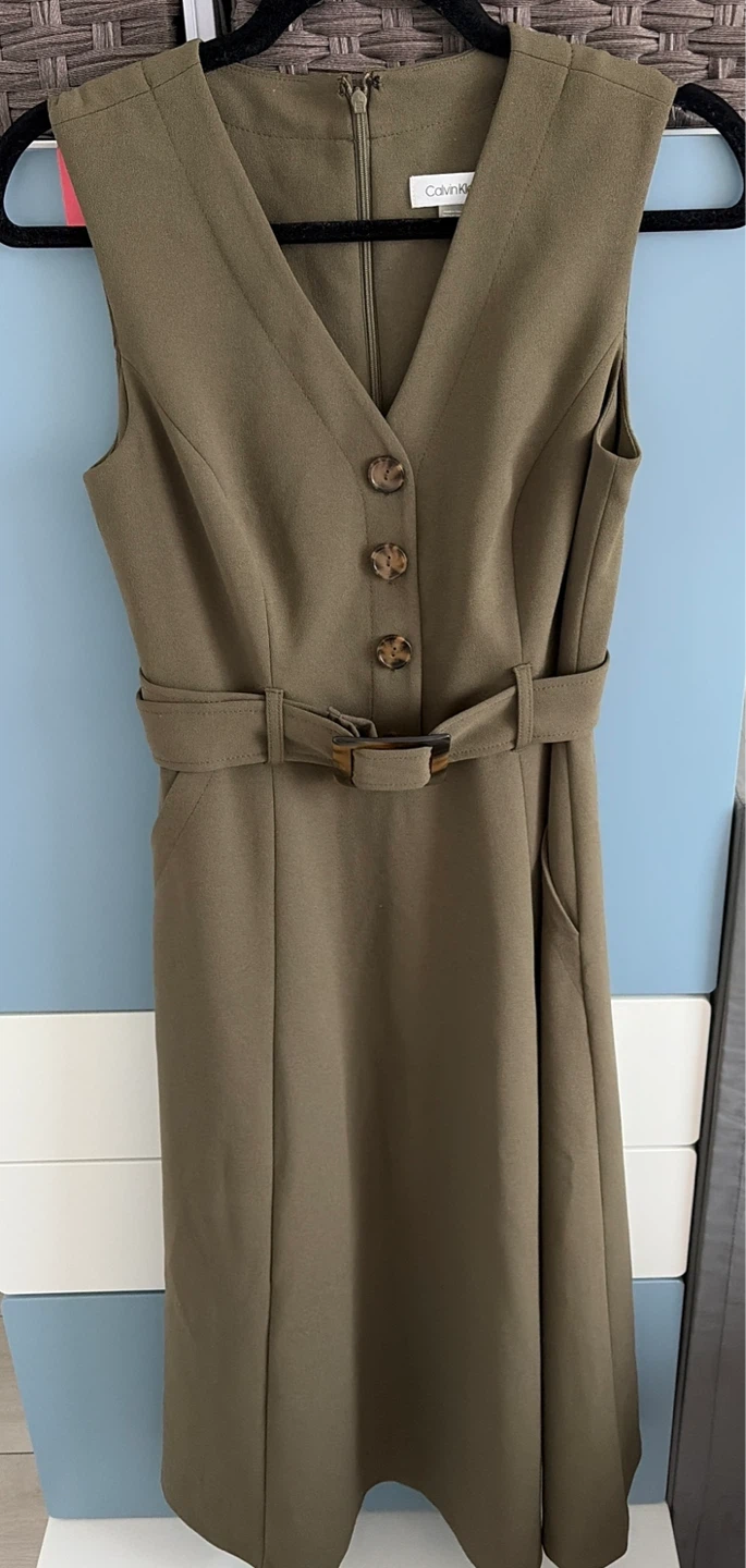 Sleeveless Belted Midi Dress