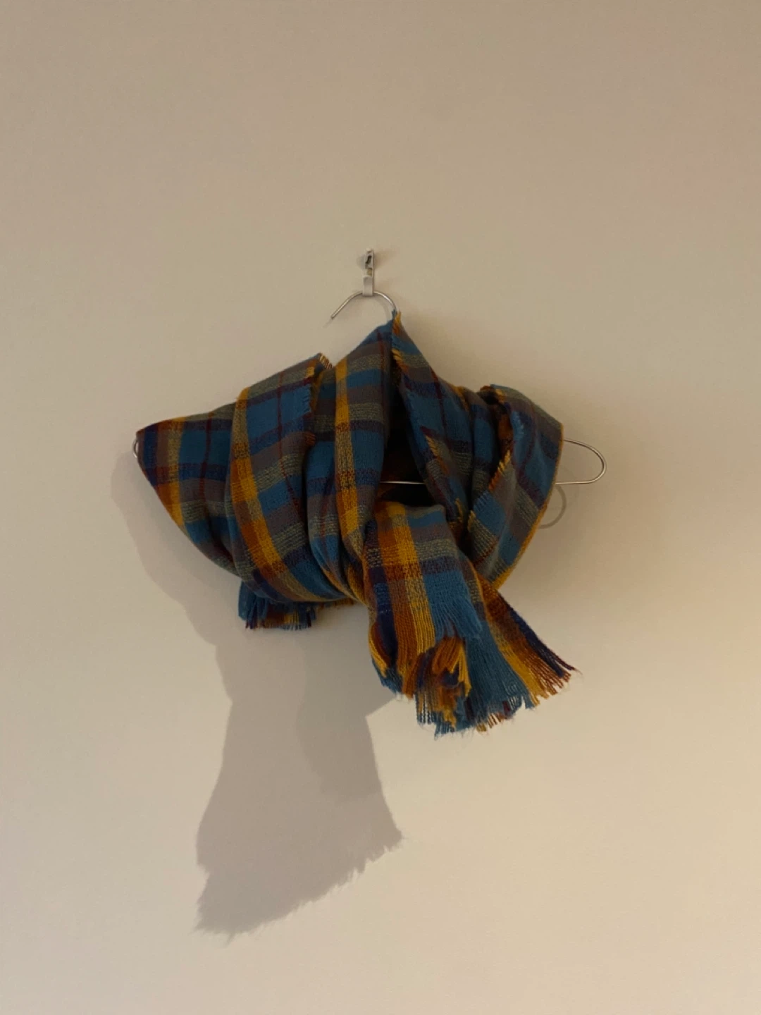 New~Plaid Scarf - Blue, Yellow, and Brown