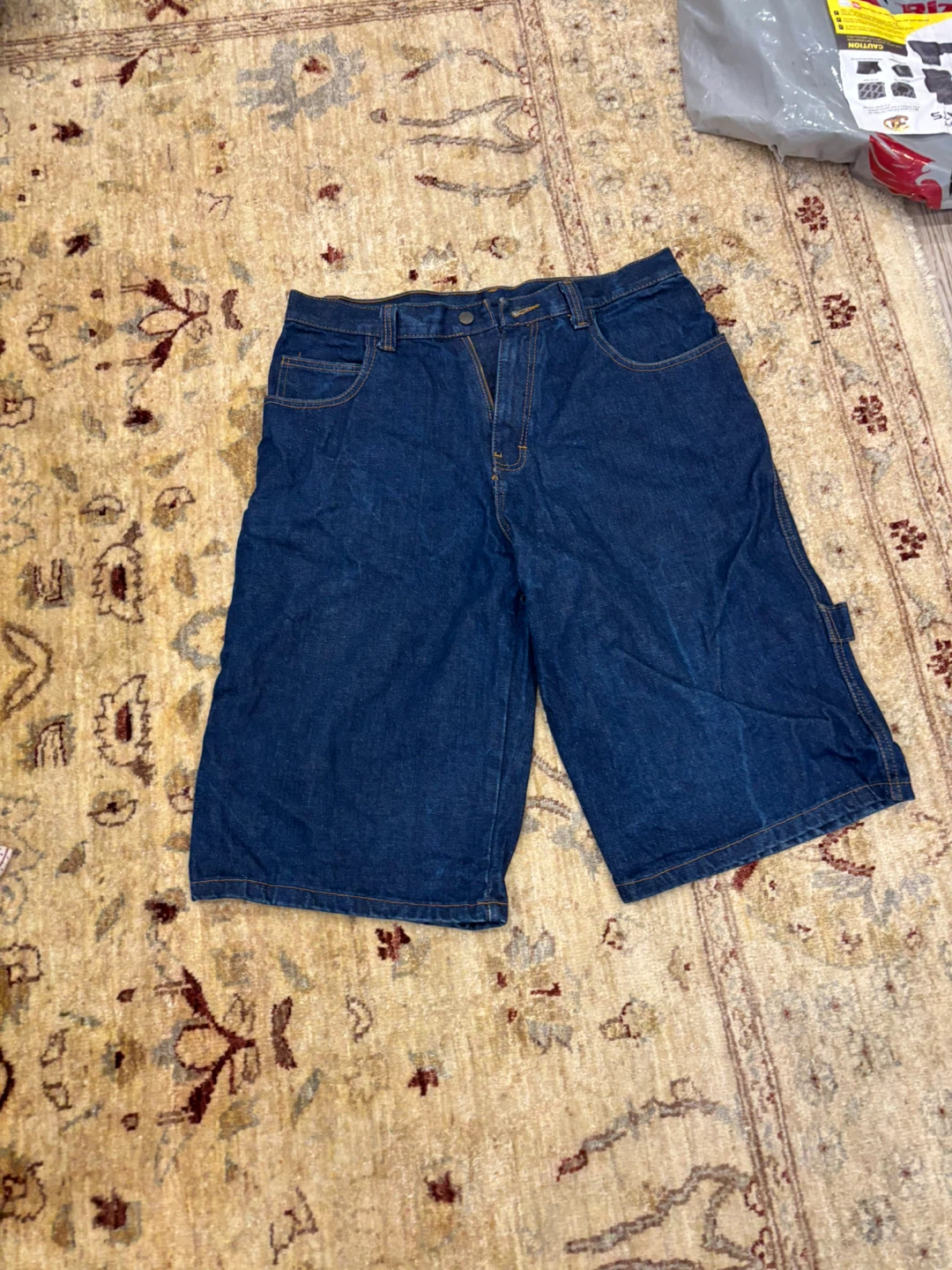 Dark Wash Denim Carpenter Shorts - Size 34 - photo 4