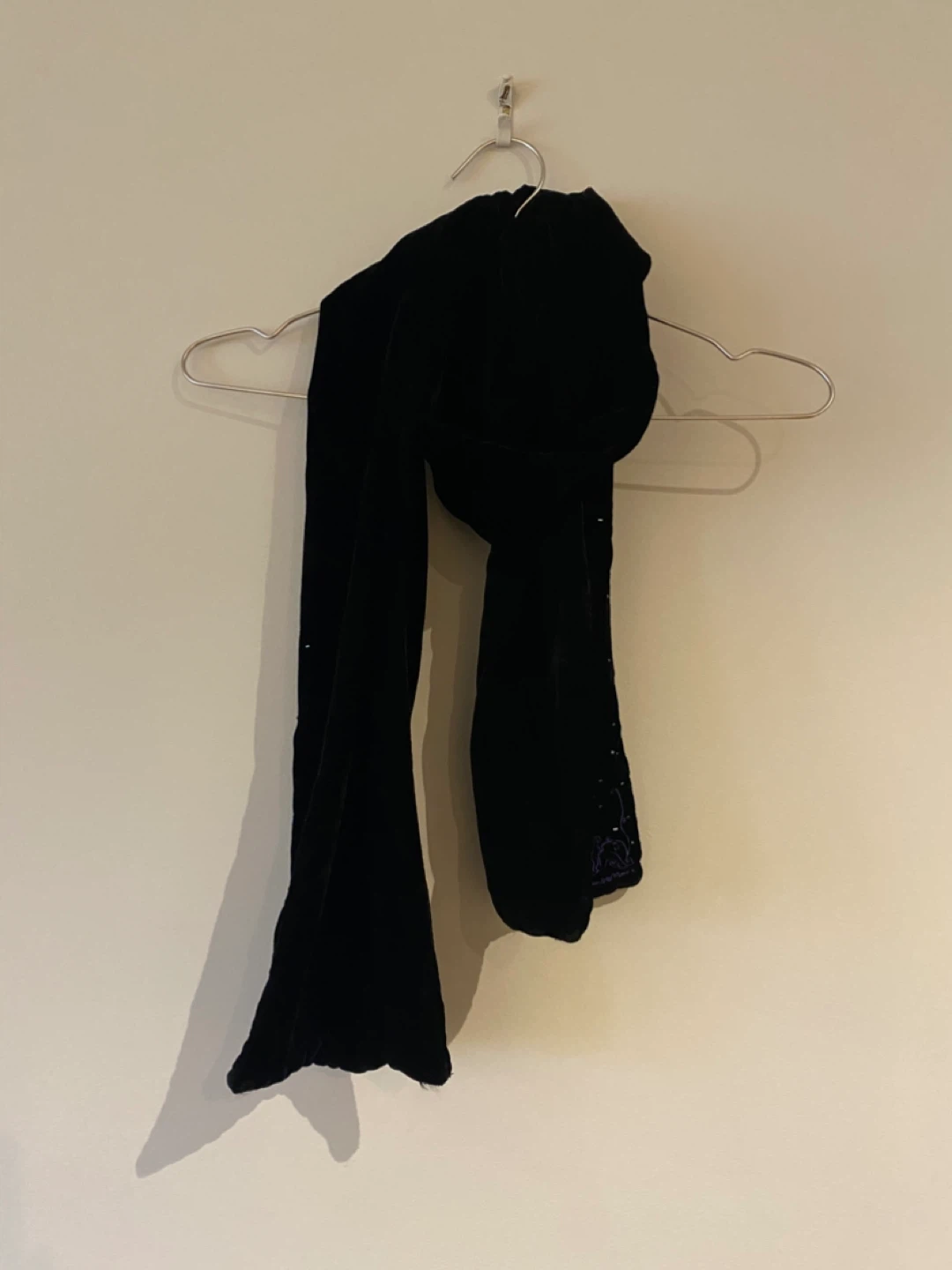 Black Velvet Scarf with Beaded Trim - photo 2