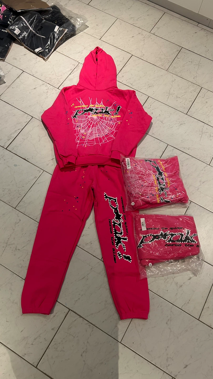 Pink Spiderweb Hoodie and Sweatpants Set