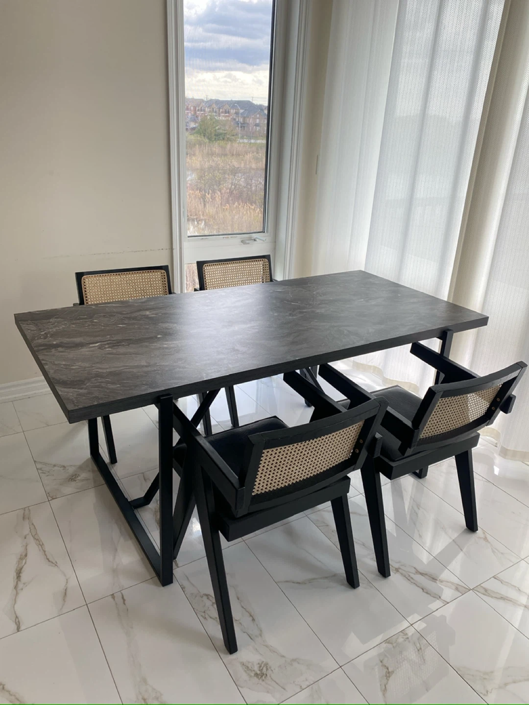 Dining Table and Four Chairs Set