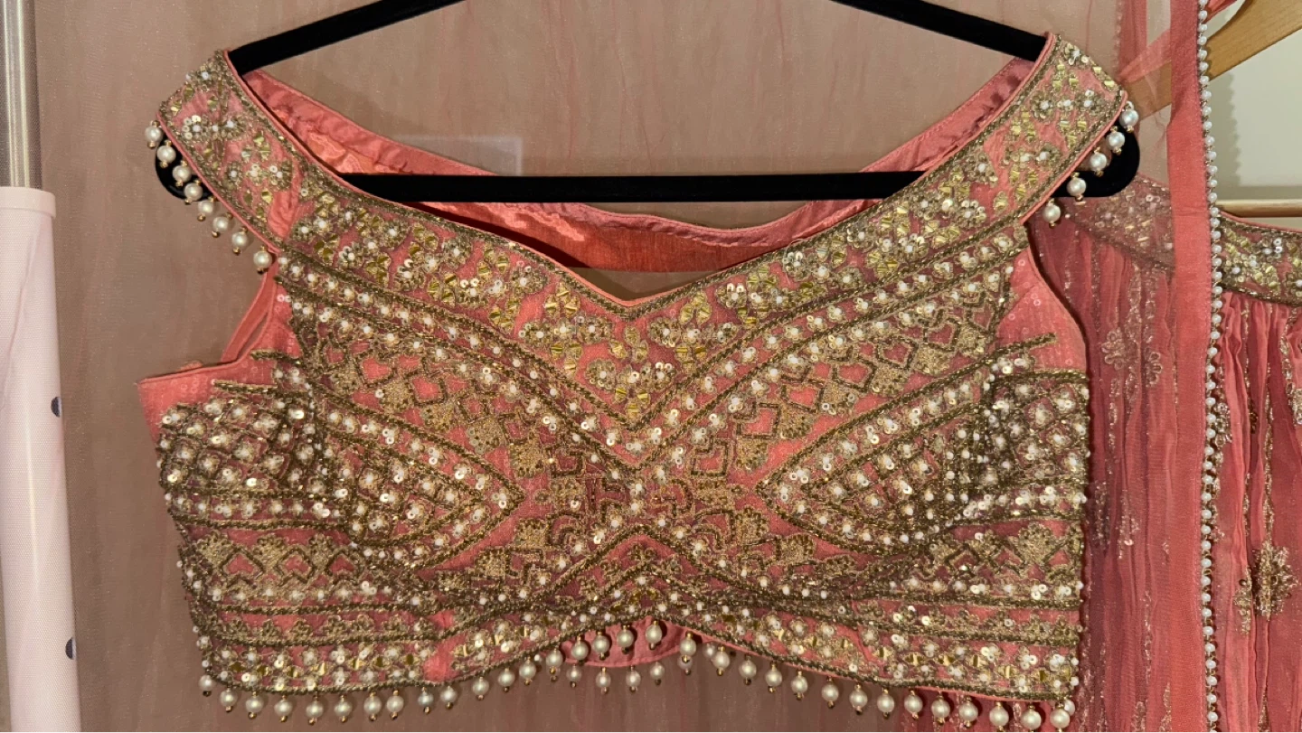 Off the Shoulder - Open Back Lehenga - Size 38 - photo 4