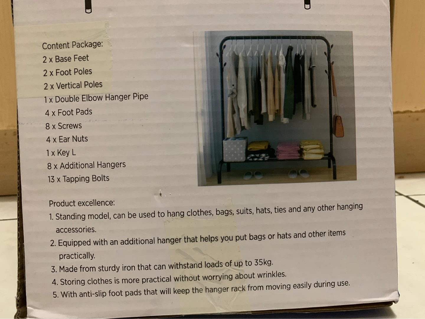 Standing Clothes Rack White
