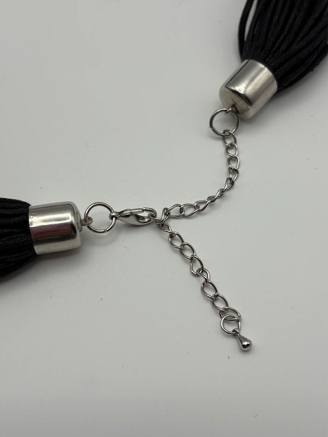 Black Cord Necklace with Gold and Silver Tone Accent Rings - photo 5