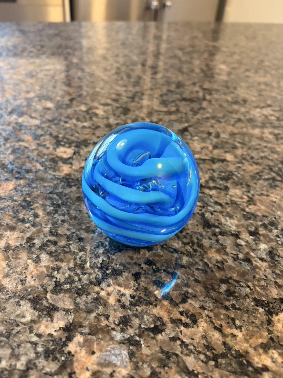 Blue Swirl Glass Paperweight