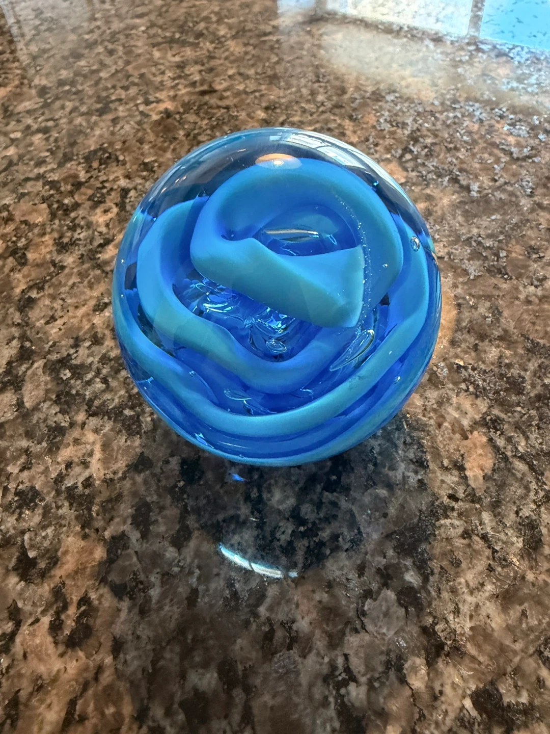 Blue Swirl Glass Paperweight - photo 3