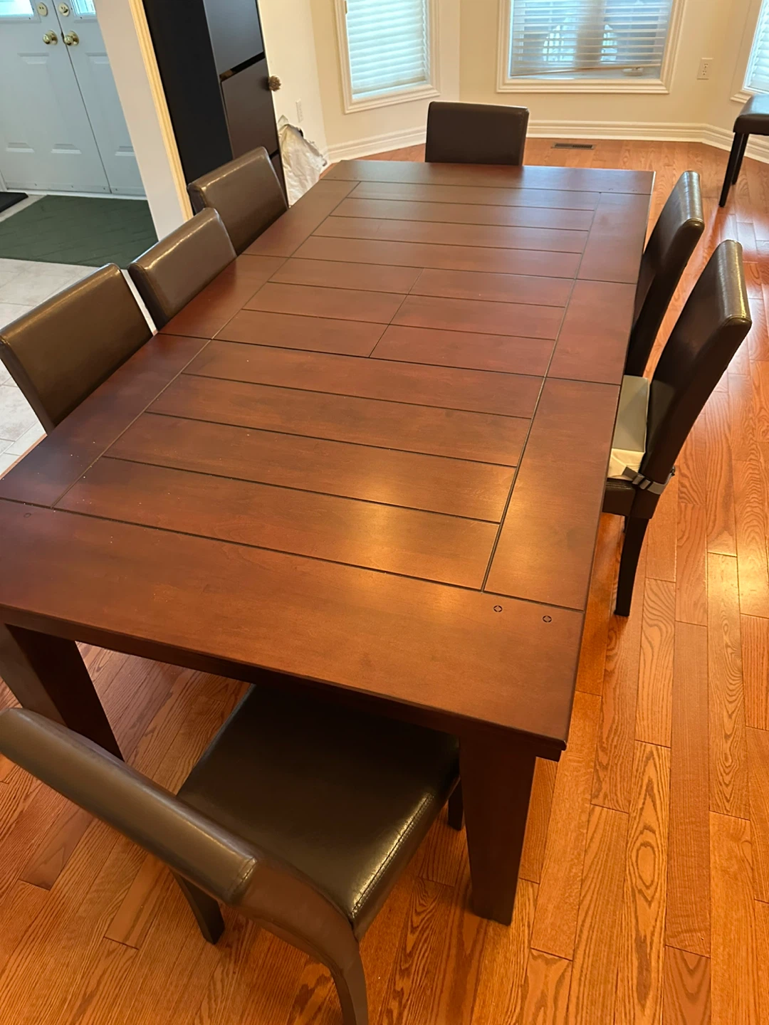 Extendable Dark Brown Dining Table with Chairs