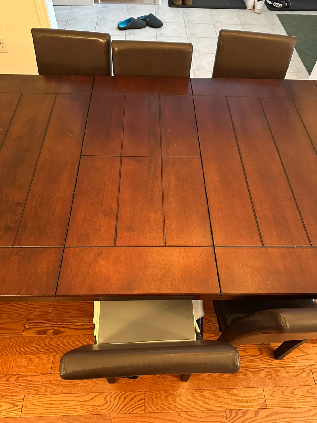Extendable Dark Brown Dining Table with Chairs - photo 2