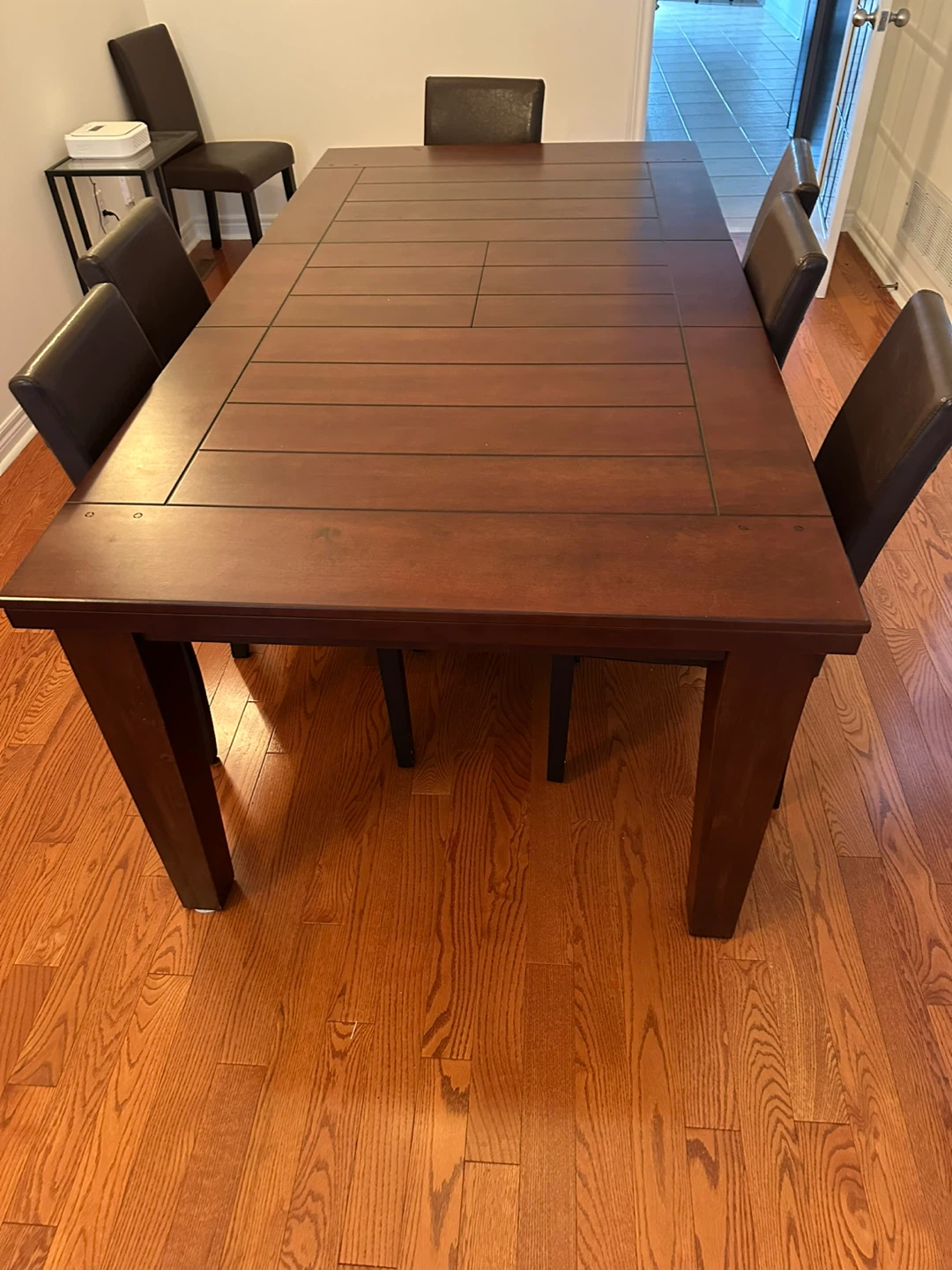 Extendable Dark Brown Dining Table with Chairs - photo 3