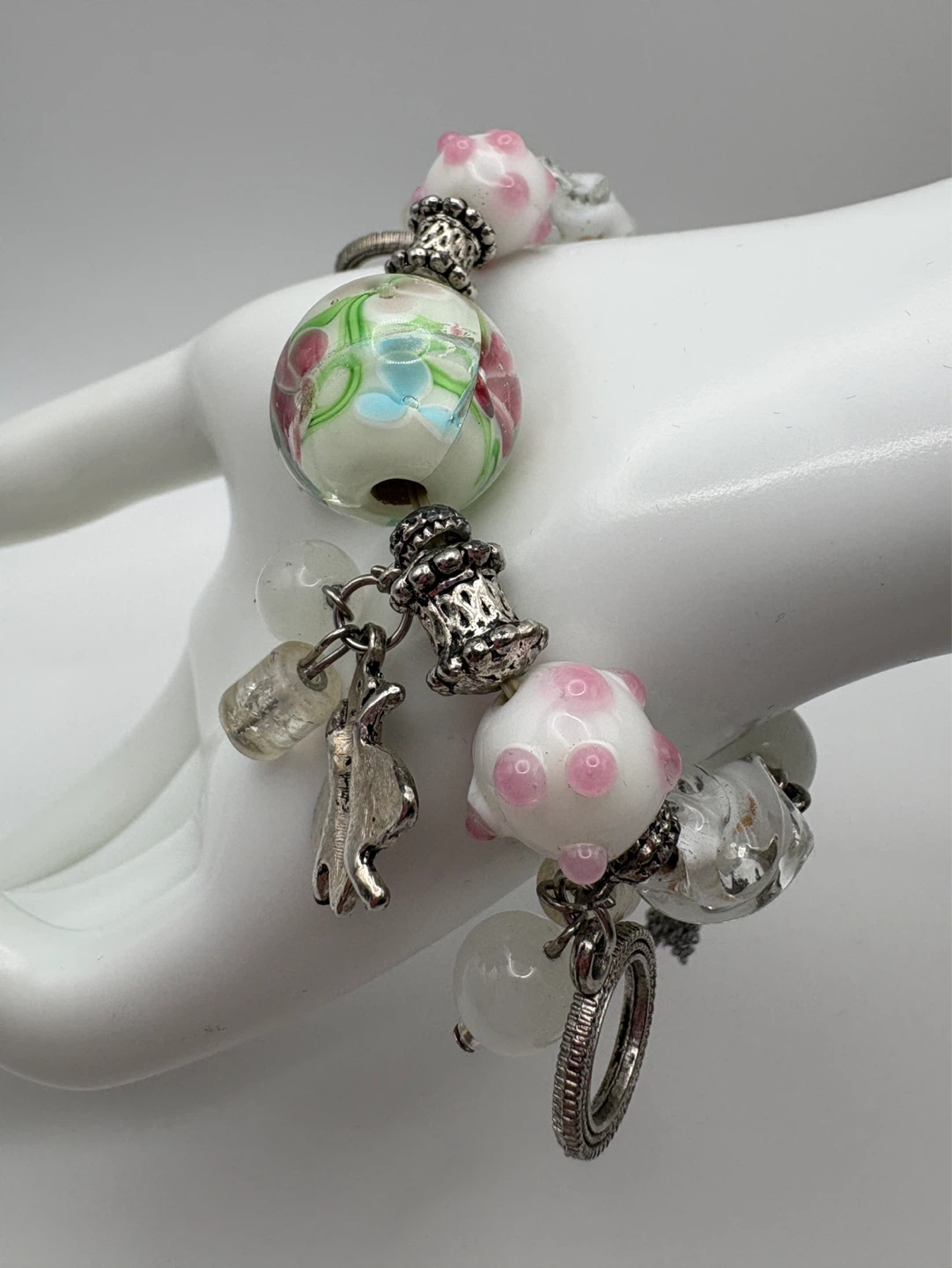 Charm Bracelet with Glass Beads and Animal Charms - photo 2