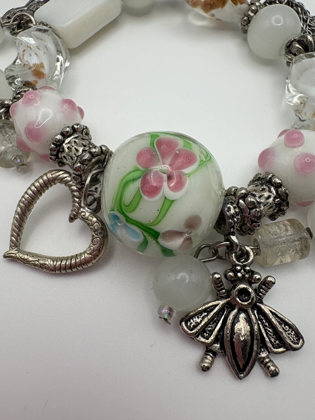 Charm Bracelet with Glass Beads and Animal Charms
