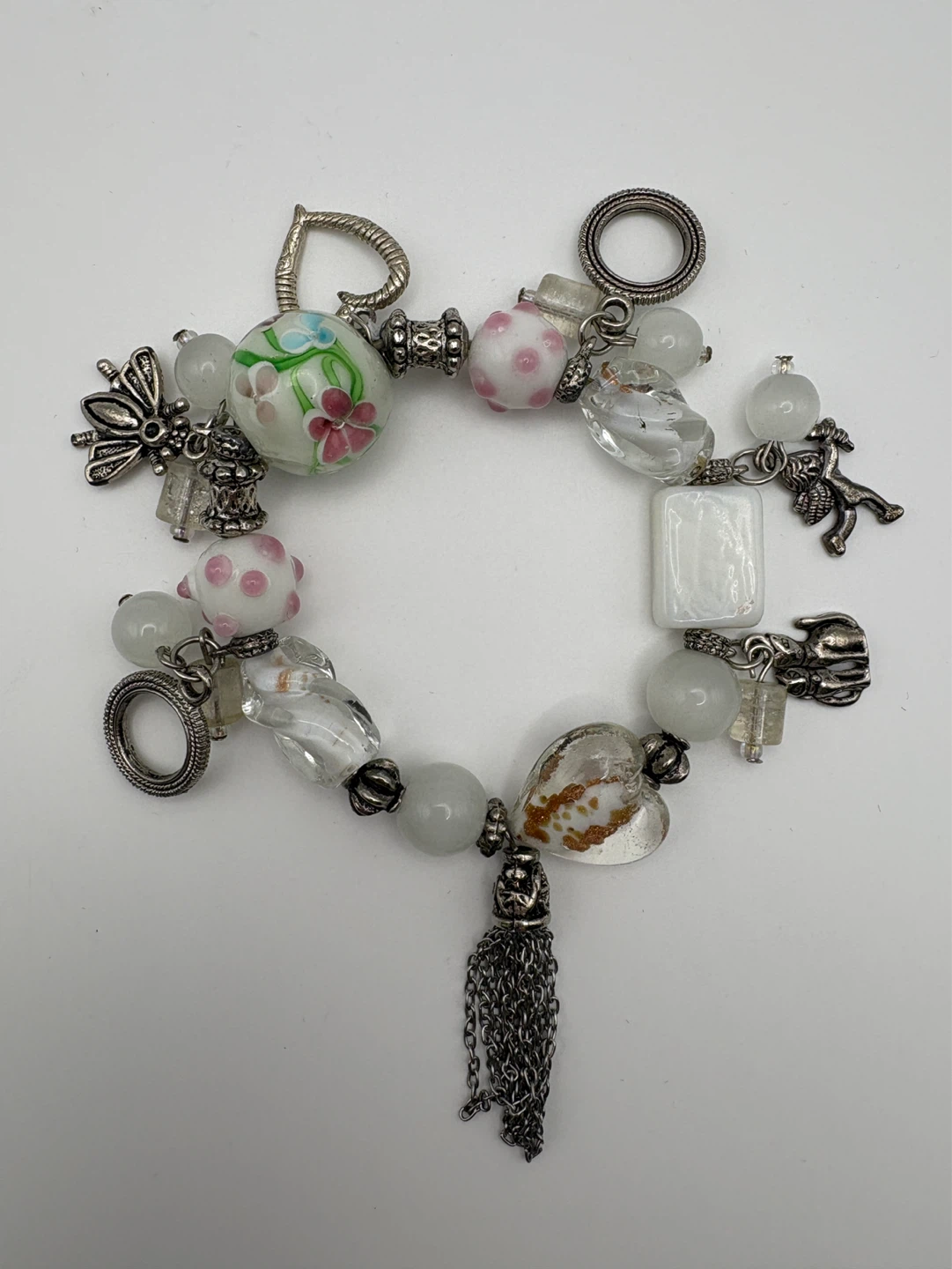 Charm Bracelet with Glass Beads and Animal Charms - photo 5