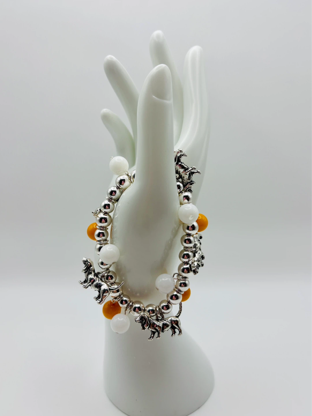 Stretch Bracelet with Dog Charms and Beads - photo 2