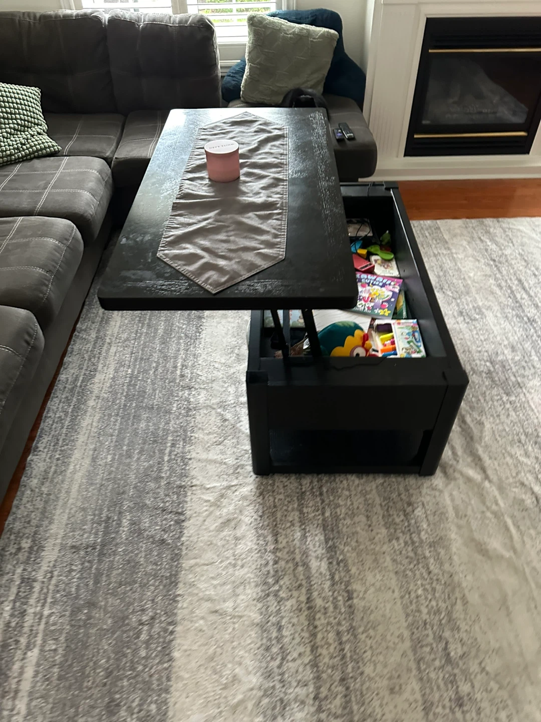 Black Lift-Top Coffee Table with Storage - photo 3