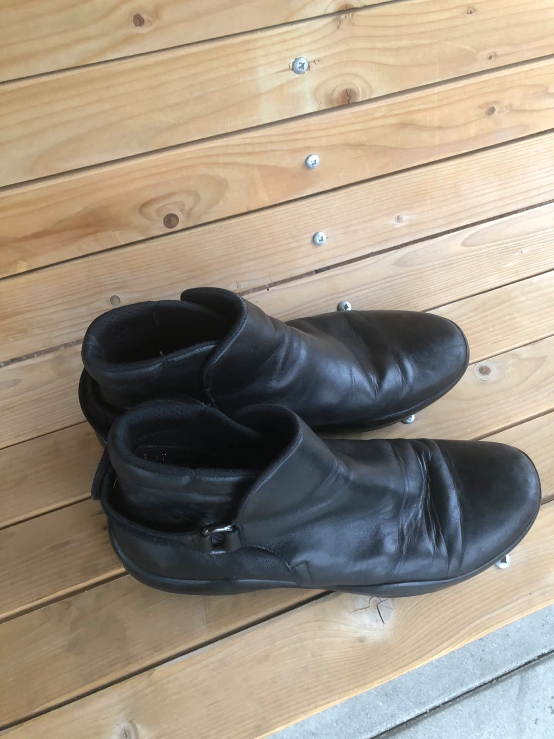 Prada Black Leather Ankle Boots Size 37