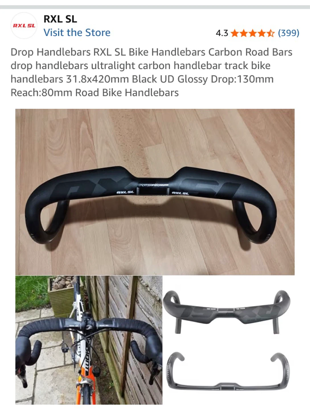 RXL SL Carbon Road Bike Handlebars 31.8x420mm