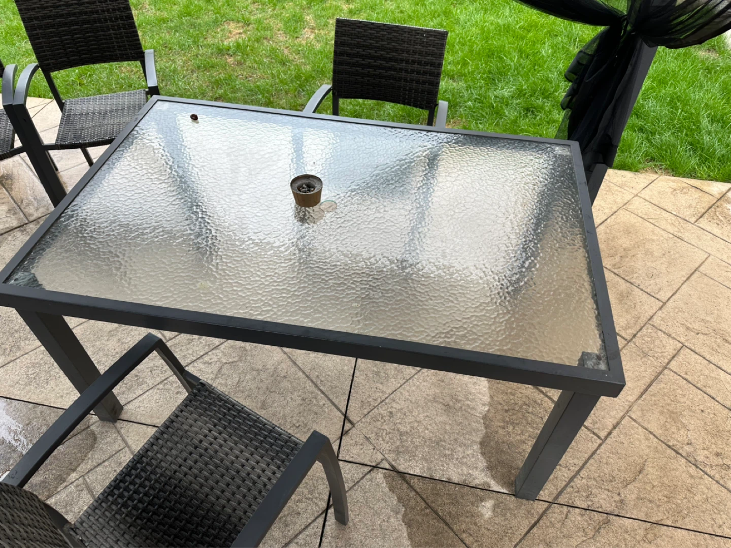 Patio Dining Table with Glass Top