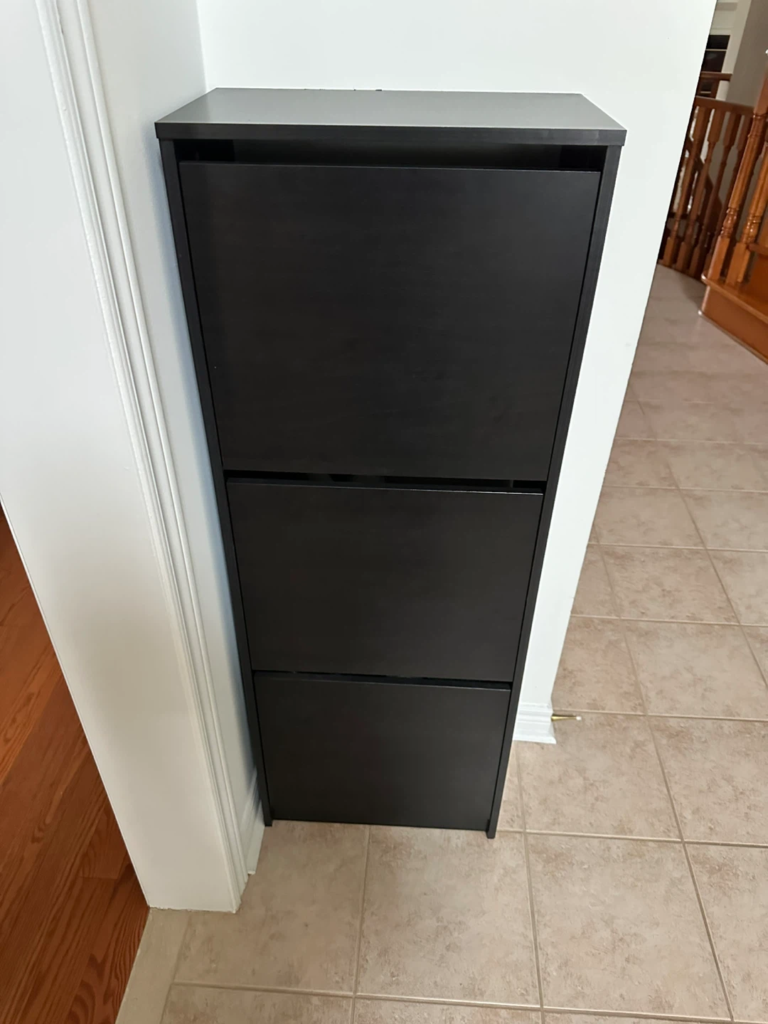 2 Black 3-Tier Shoe Cabinet