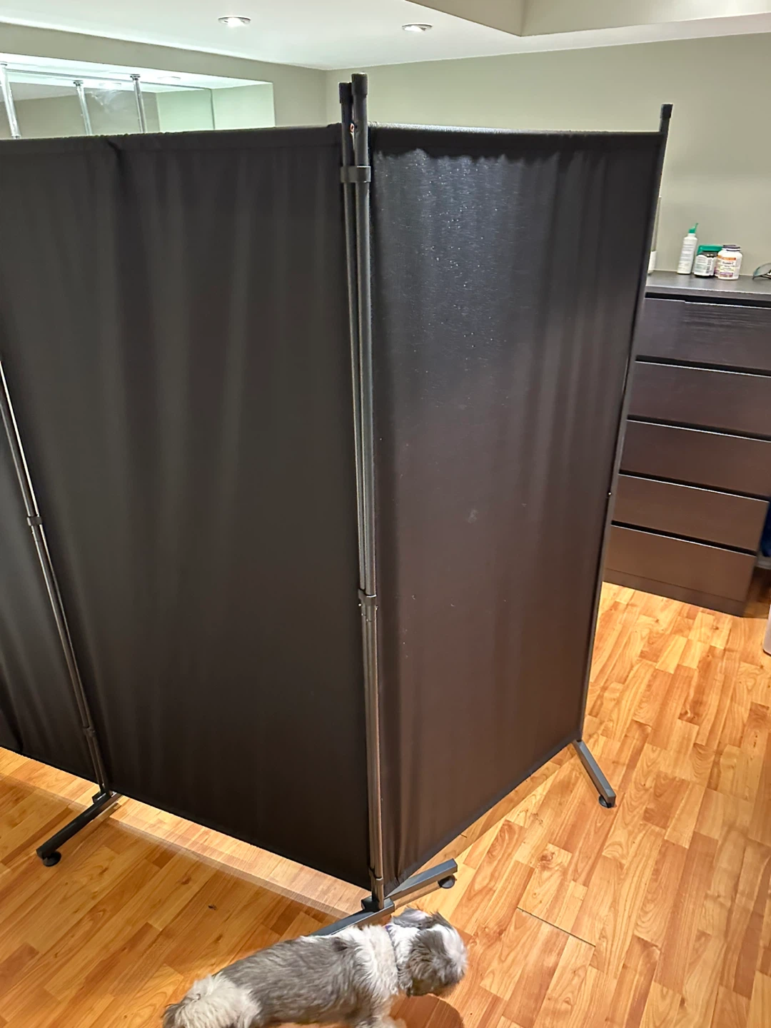 Black 3-Panel Room Divider Screen - photo 2