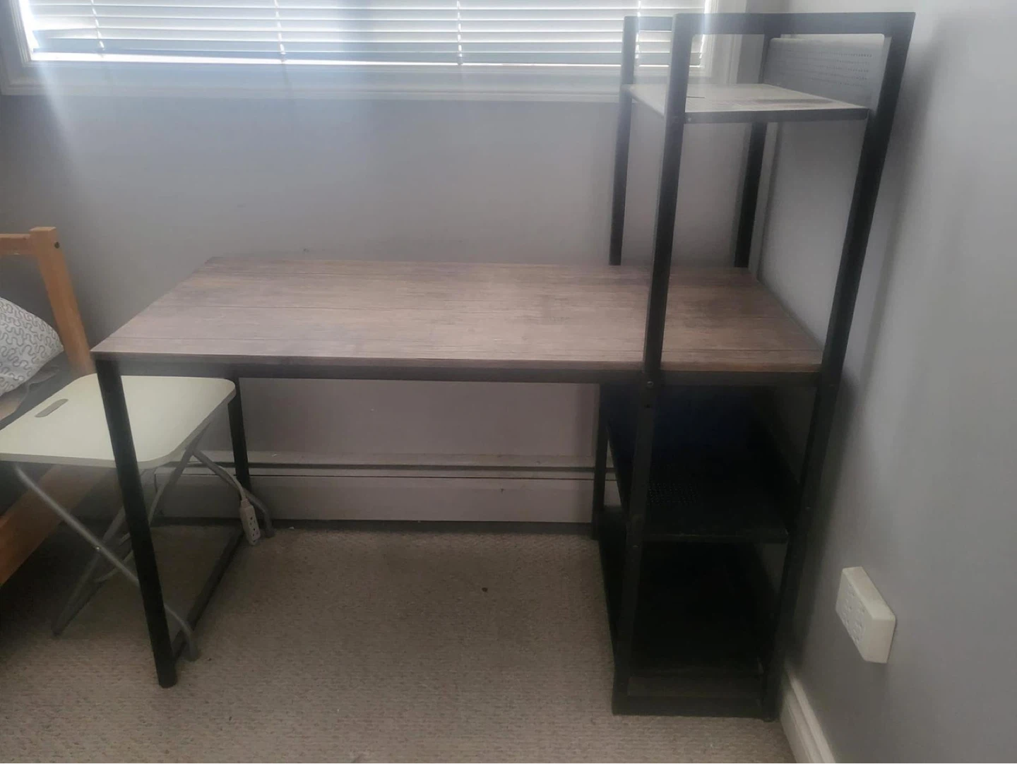 Wooden double Bed Frame with mattress and a study desk - photo 2