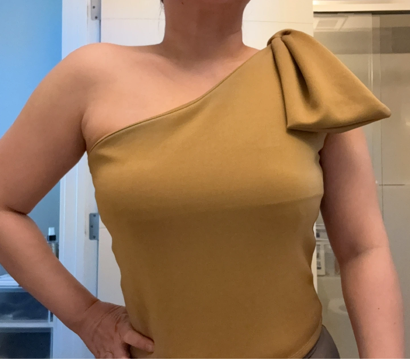 One Shoulder Top with Bow Detail