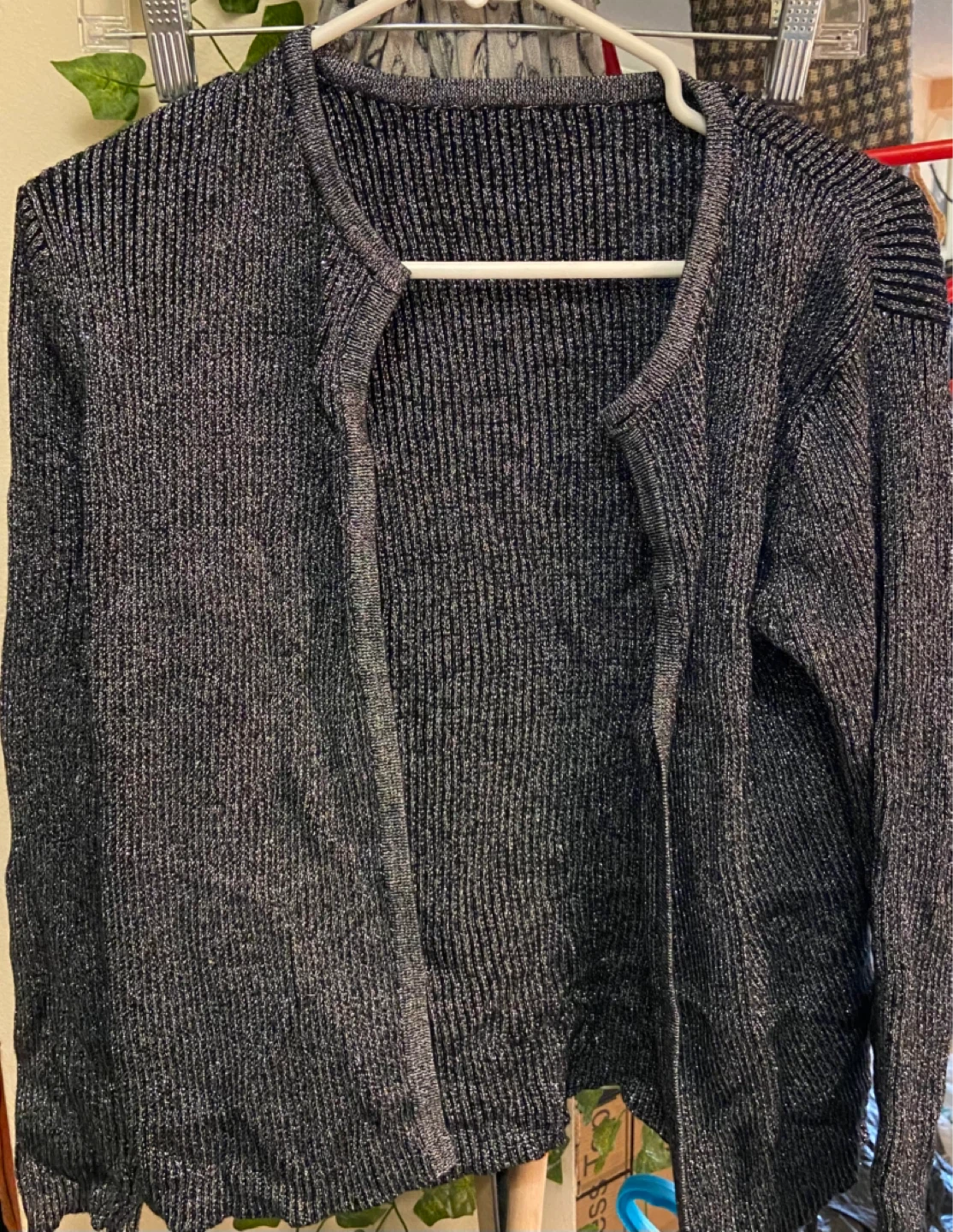 Sparkly Open-Front Cardigan