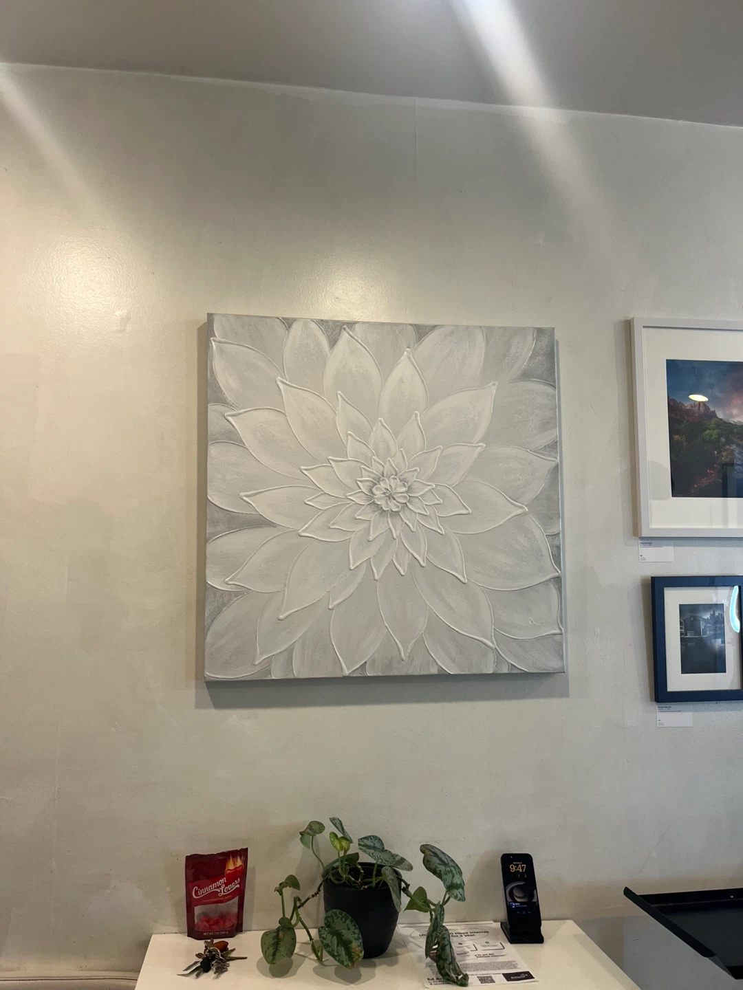 Textured White Flower Wall Art Canvas