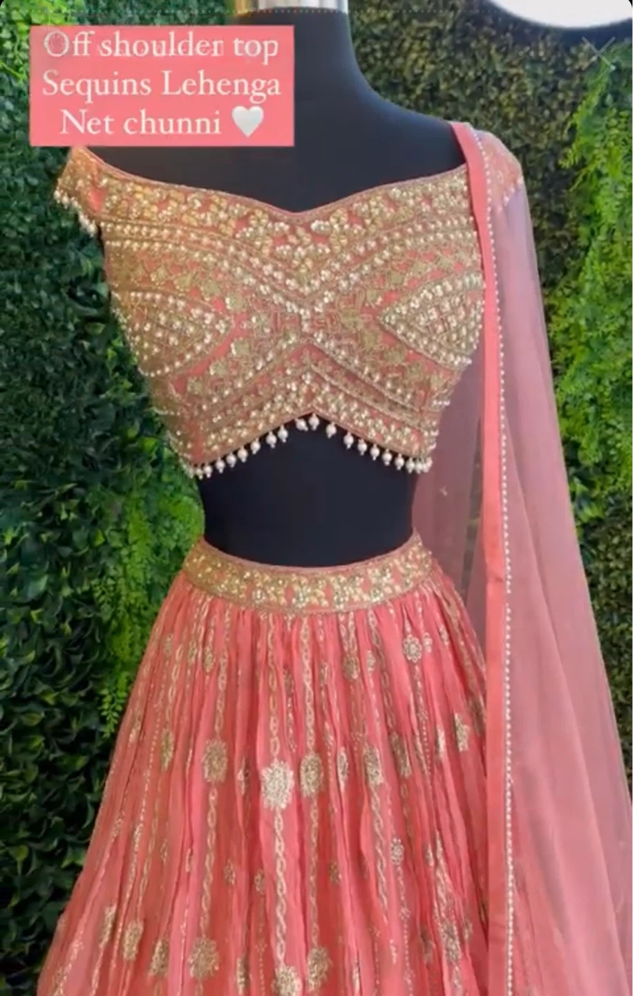 Off the Shoulder - Open Back Lehenga - Size 38