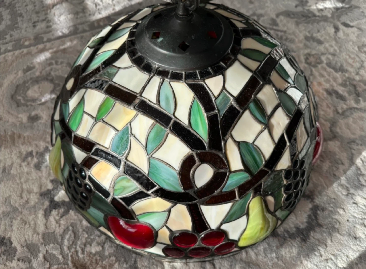 Tiffany Style Stained Glass Lamp Shade with Fruit Design