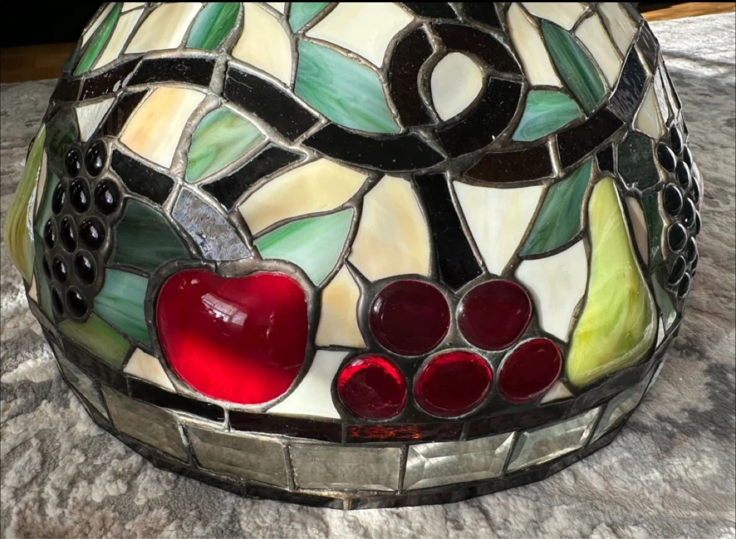 Tiffany Style Stained Glass Lamp Shade with Fruit Design - photo 2