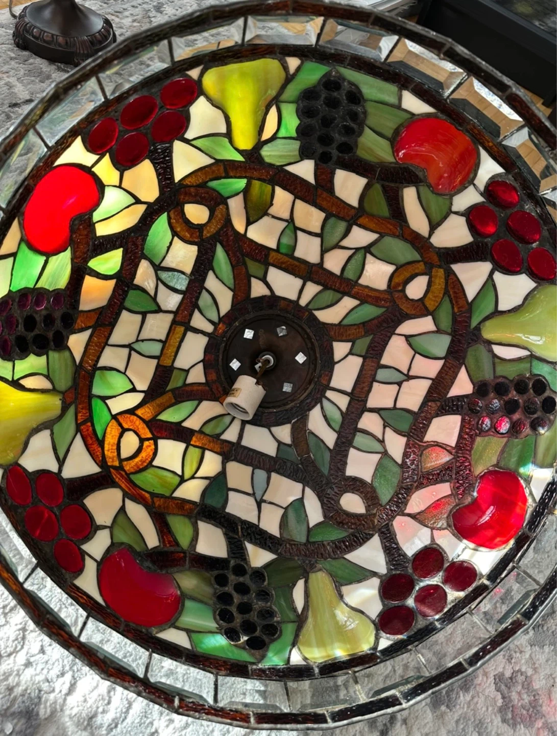 Tiffany Style Stained Glass Lamp Shade with Fruit Design - photo 3