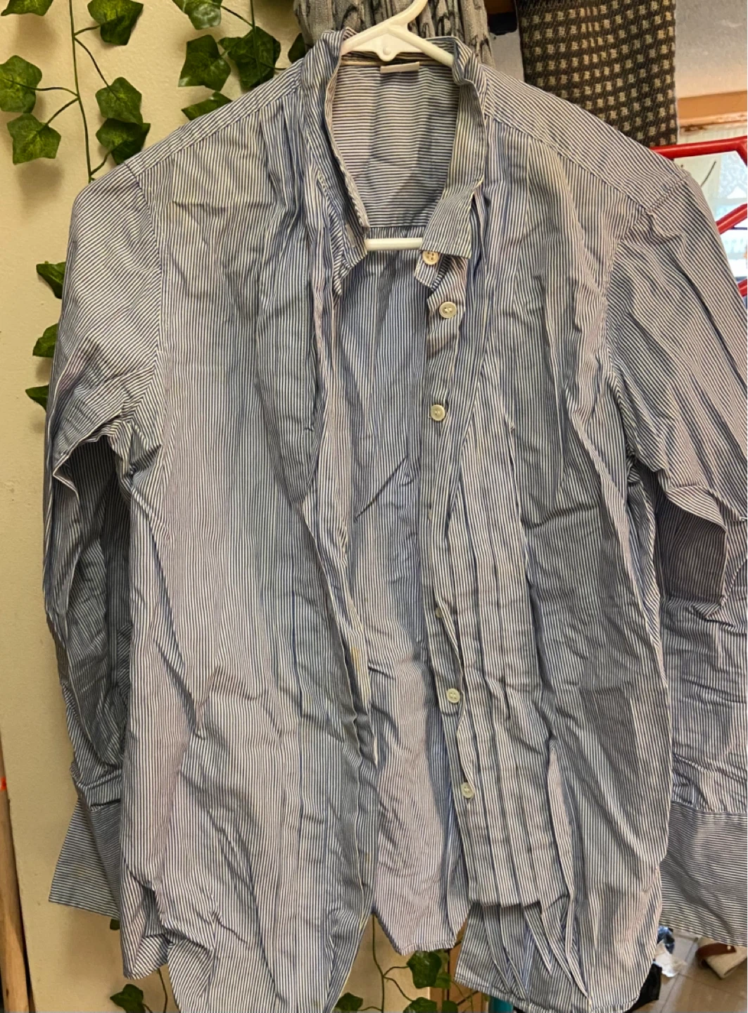 Blue and White Stripe Button-Down Shirt