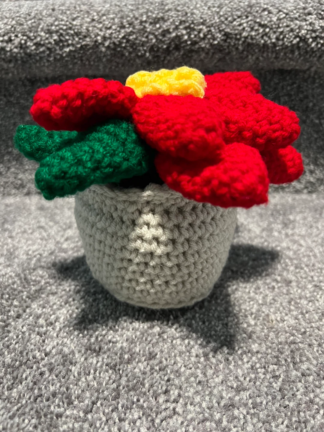Crocheted Poinsettia Plant Decoration
