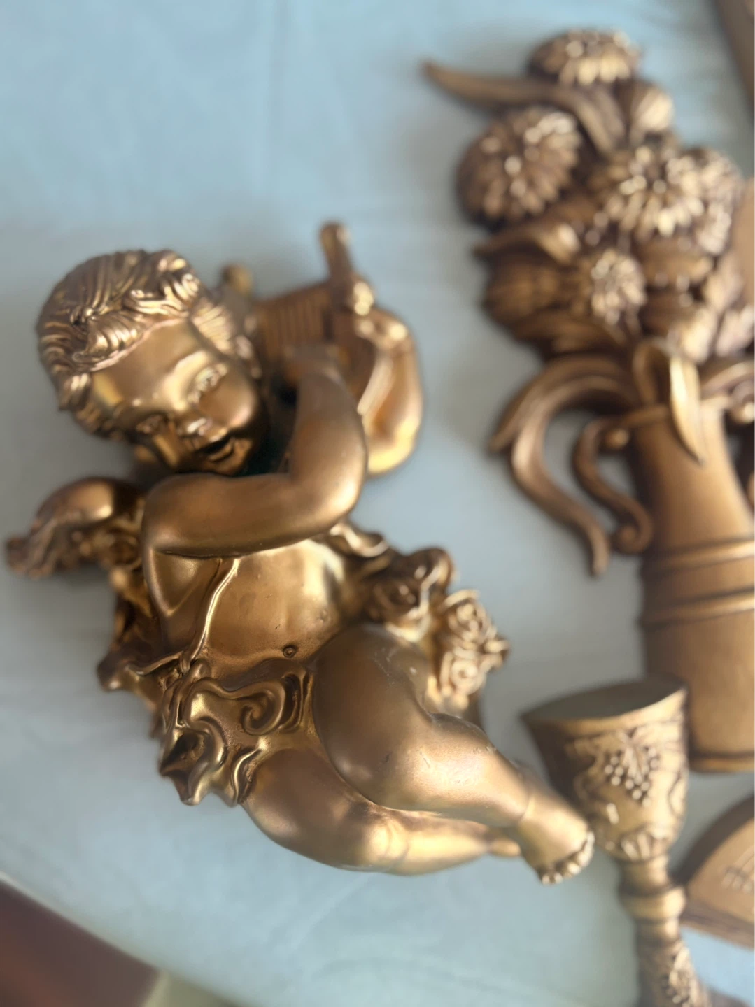 Gold Tone Cherub and Musical Themed Wall Art Set - photo 5