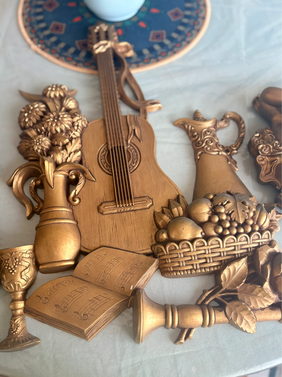 Gold Tone Cherub and Musical Themed Wall Art Set - photo 4